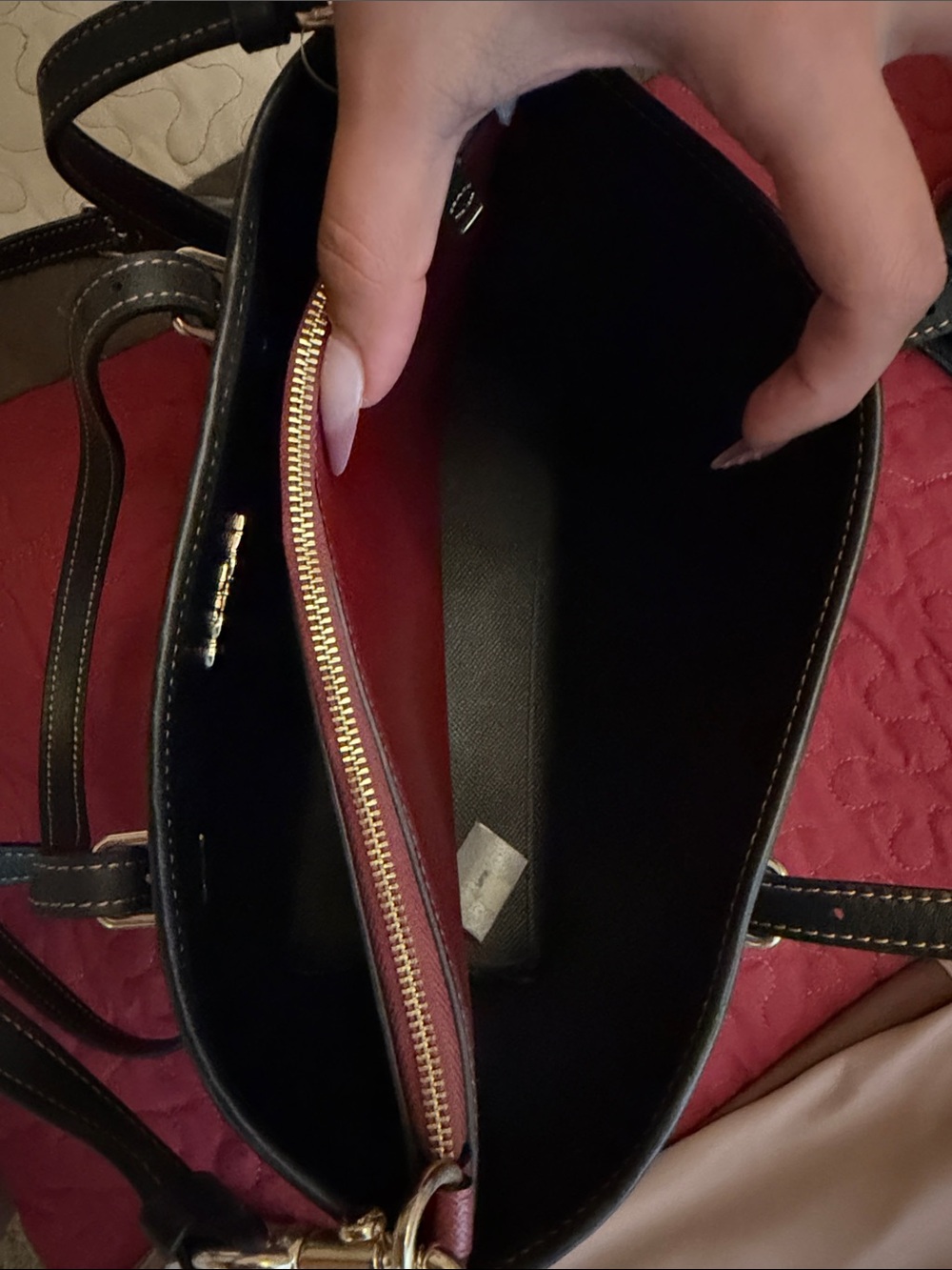 Coach Stripe Signature Tote in Brown and Khaki - Picture 4 of 8